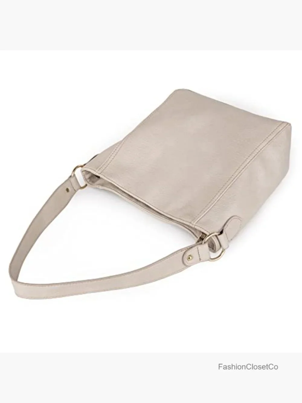 Faux Leather Hobo Bag with Zipper Closure and Shoulder Strap